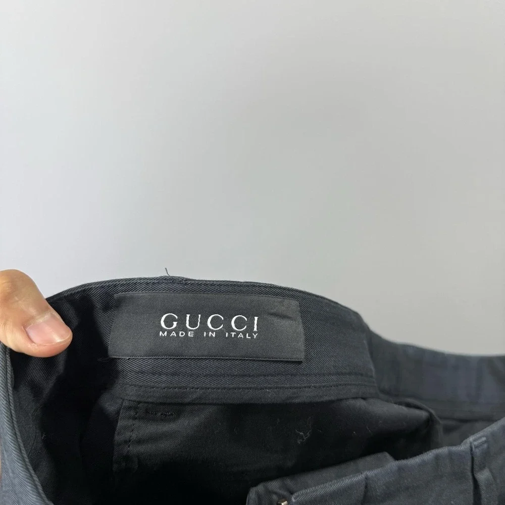Gucci Pants Mens 33x34 Black Riding Pleated Dress Trouser Made In Italy Cotton